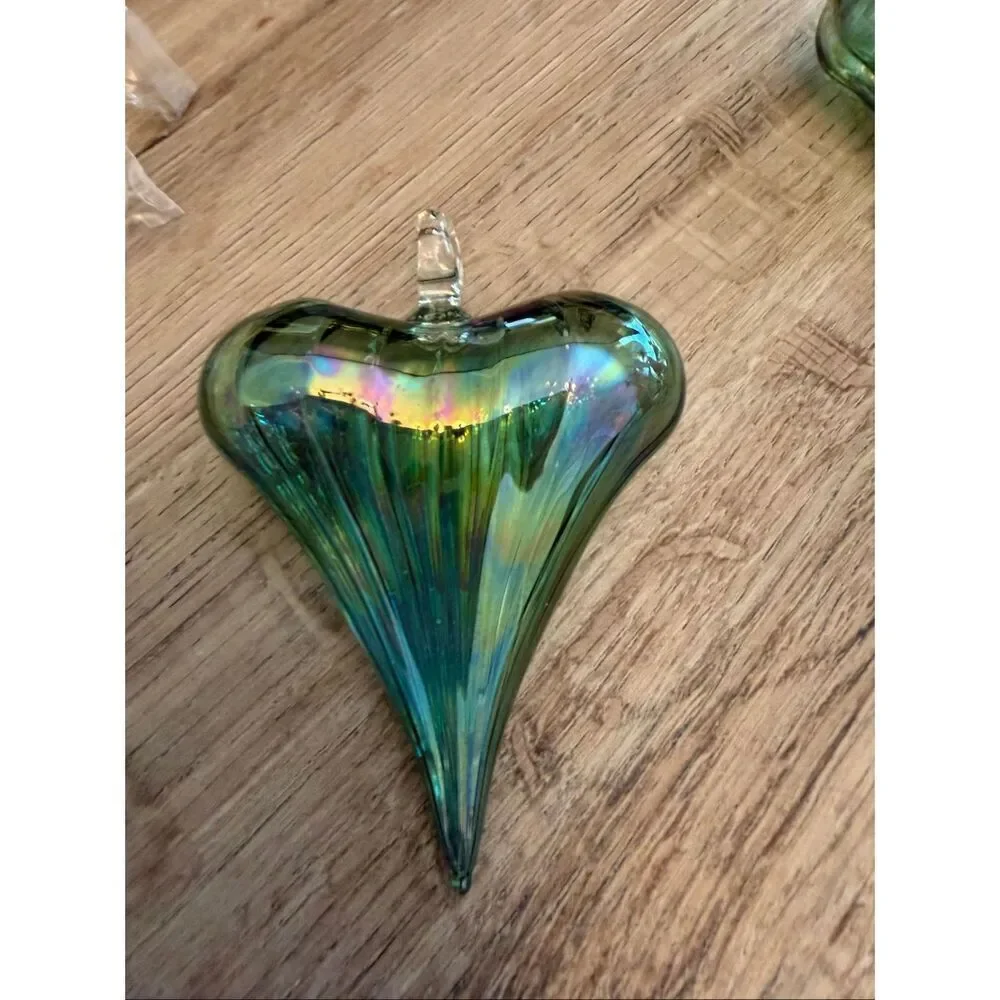 handblown glass heart ornament bundle of 4